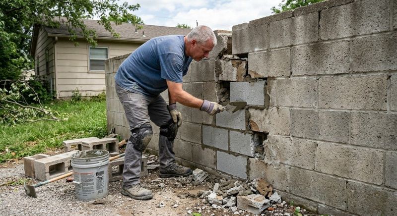 Cinder Block Wall Repair in Austin, TX