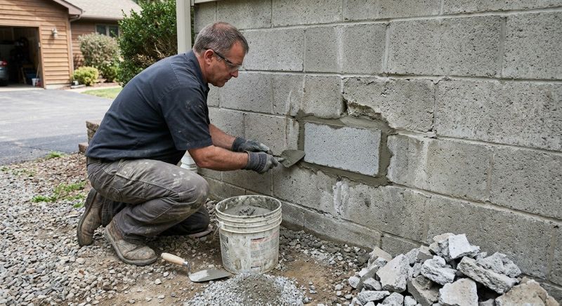 Cinder Block Wall Repair in Buda, TX