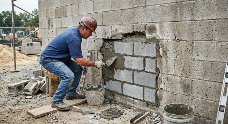 Cinder Block Wall Repair in Spicewood, TX